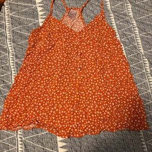 No boundaries tank top - orange floral design, size M 7/9